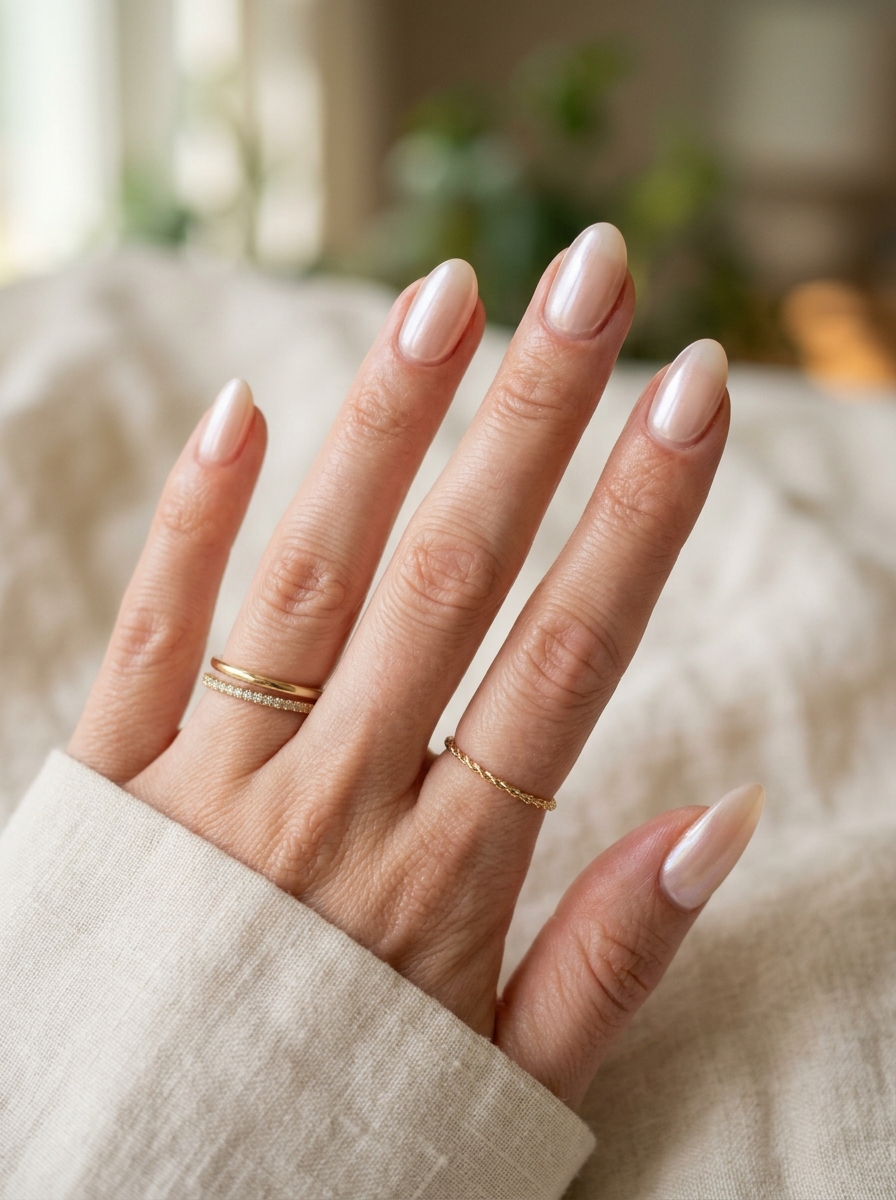 Glazed Short Almond Nails als Kurze Almond Nails Inspiration 2026